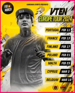 VTEN Europe Tour 2024 Venues, Dates, and More - February March 2024 - Portugal - France - Finland - Poland - Malta - Cyprus - Belgium - Live - GeetKoLyrics - VTEN Tour - Hangama Events - Samir Ghising - Rapper - NepHop